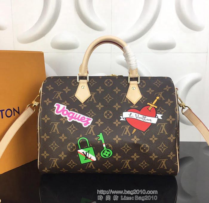路易威登LV 頂級原單 官網限定款 Speedy 30手袋 都市包袋 可手提斜挎 多款印花與刺繡貼飾 M43989  YDH2355